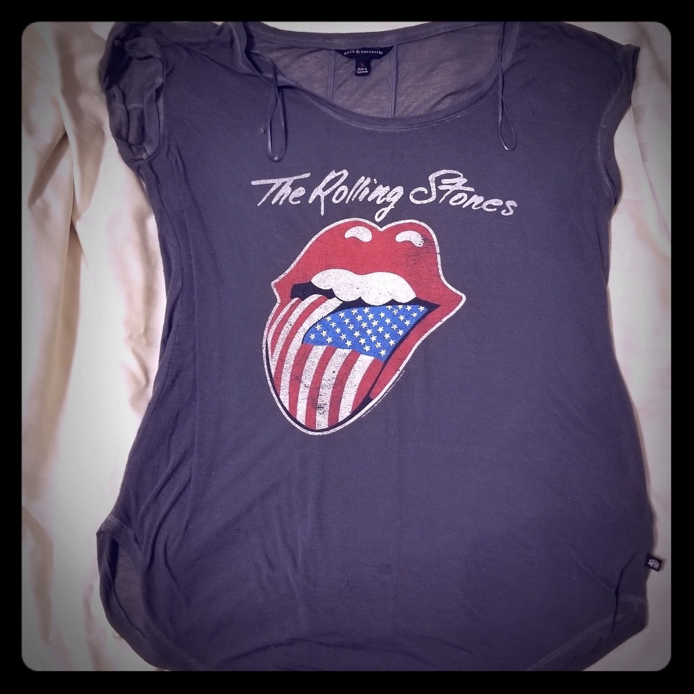 Rock & Republic Rolling Stones Sheer Band Tee Sm